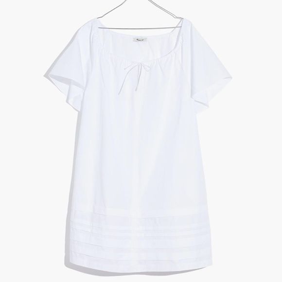 Madewell Poplin Flutter-Sleeve Pintuck Mini Dress - Picture 1 of 7